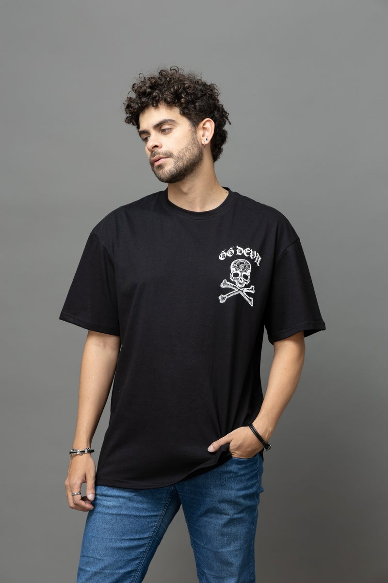 Go Devil Black Oversized T-Shirt for Men - Image 2